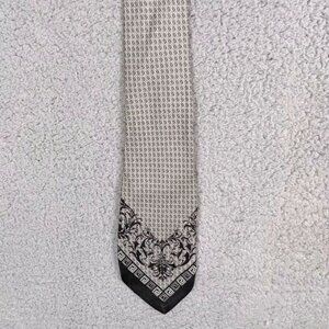 VERSACE MENS SILK TIE GRAY BLACK CLASSIC V2